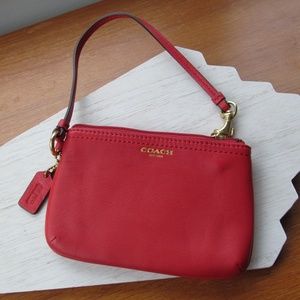 COACH Red Leather Wristlet Purse